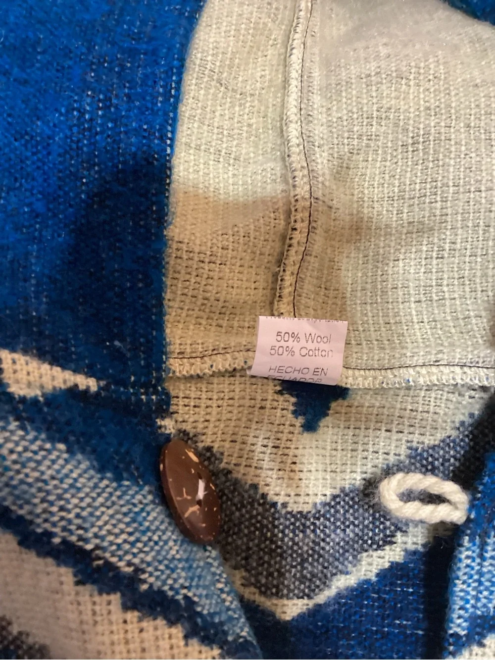Tejidos Ruiz Cotton/Wool Blend Wolf Dreamcatcher Hooded Poncho